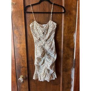 Zara Floral Ruched and Ruffled Mini Dress XS